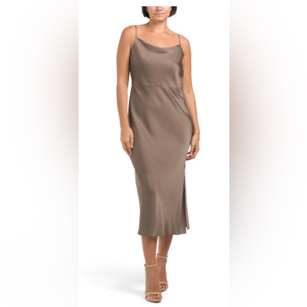 VINCE COWL NECK SLIP DRESS 👗 
Size 12 brown color brand new